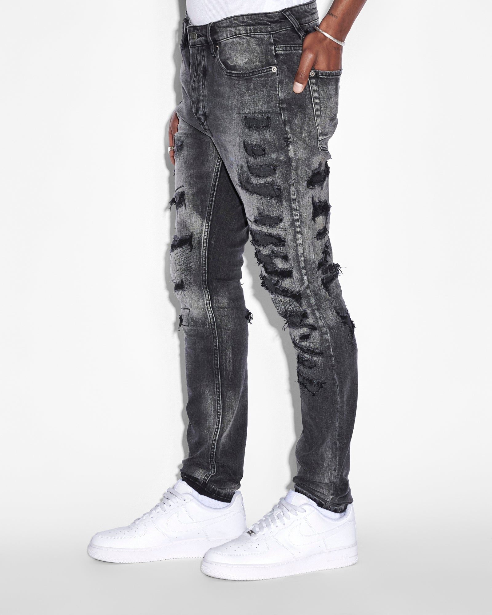 YYDGH On Clearance Mens Stretch Skinny Ripped Distressed Biker