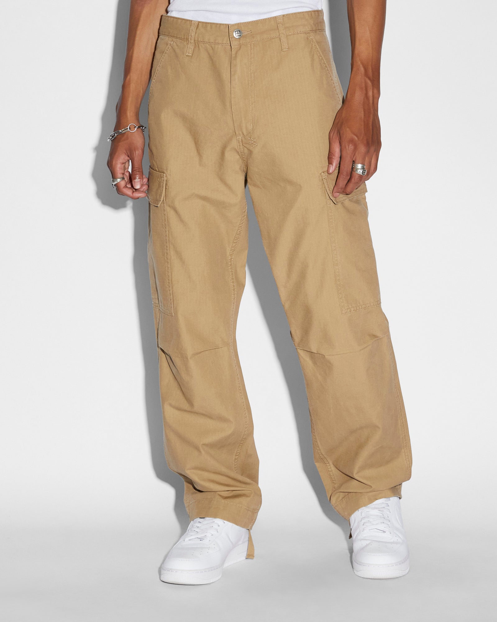 Kmart Basic Editions Flat Front Men’s Cargo Khaki Pants 38 x 30 W Thigh  Pocket