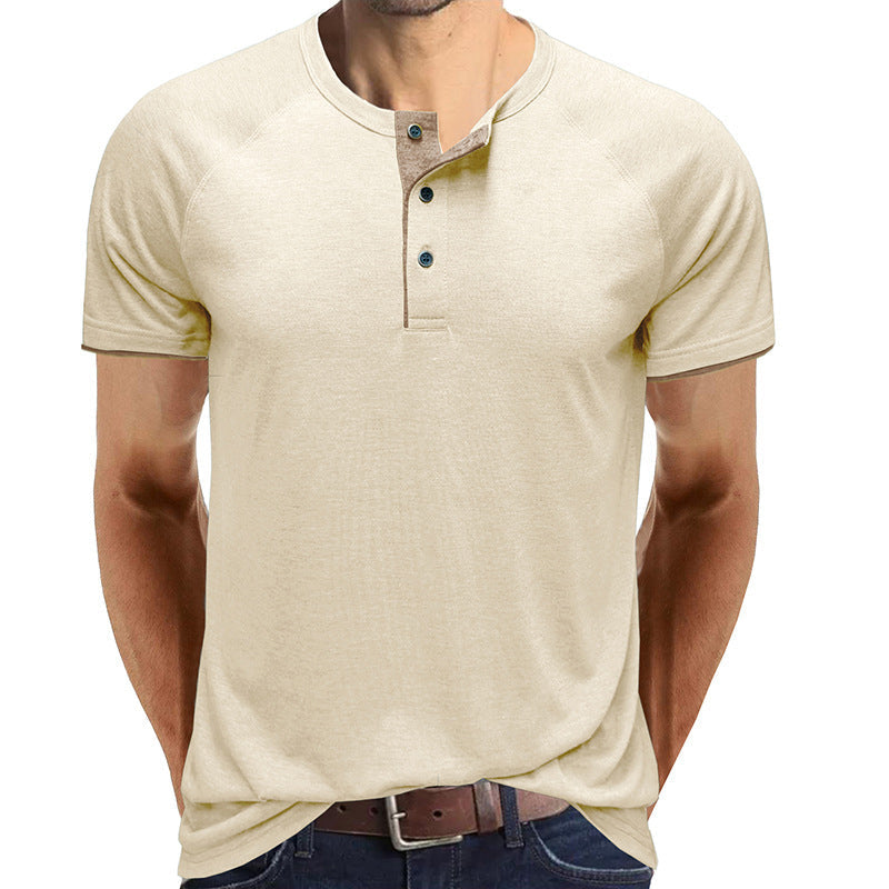 Henley Collar sommer T-skjorte for menn – hjemsol