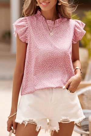 Melody Polka Dot Frilled Neck Top - Belle & Co. Boutique