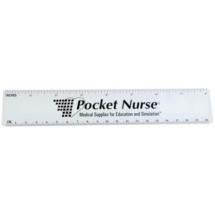 Demo Dose White Plastic Ruler, 8" -For Training Use Only