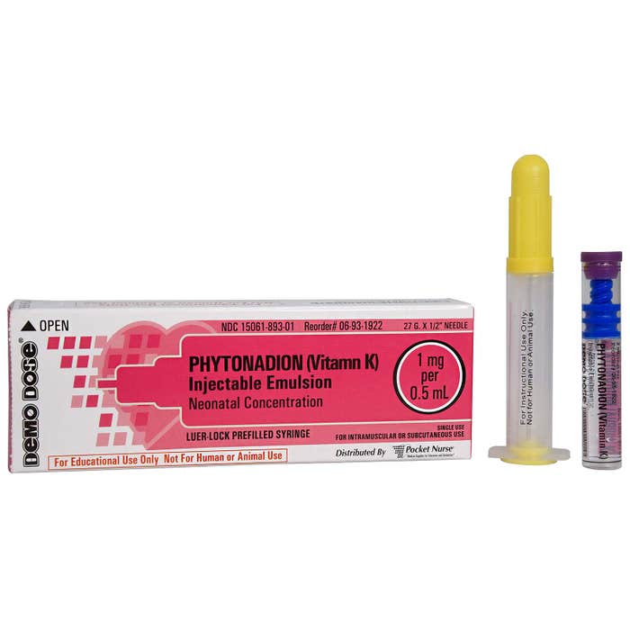 Demo Dose Pediatric Phytonadion (Vitamn K) Prefilled Luer-Lock Syringe, 2mL -For Training Use Only