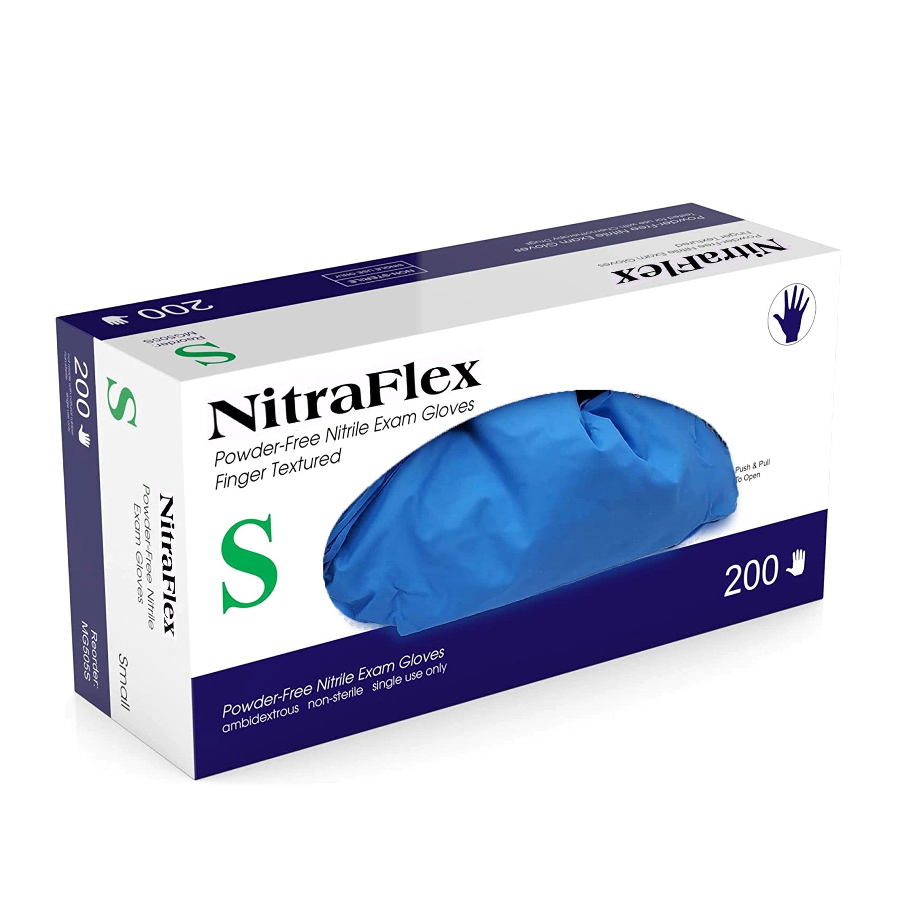 NitraFlex Powder Free Nitrile Exam Gloves Finger Textured - MediTac Kits product image