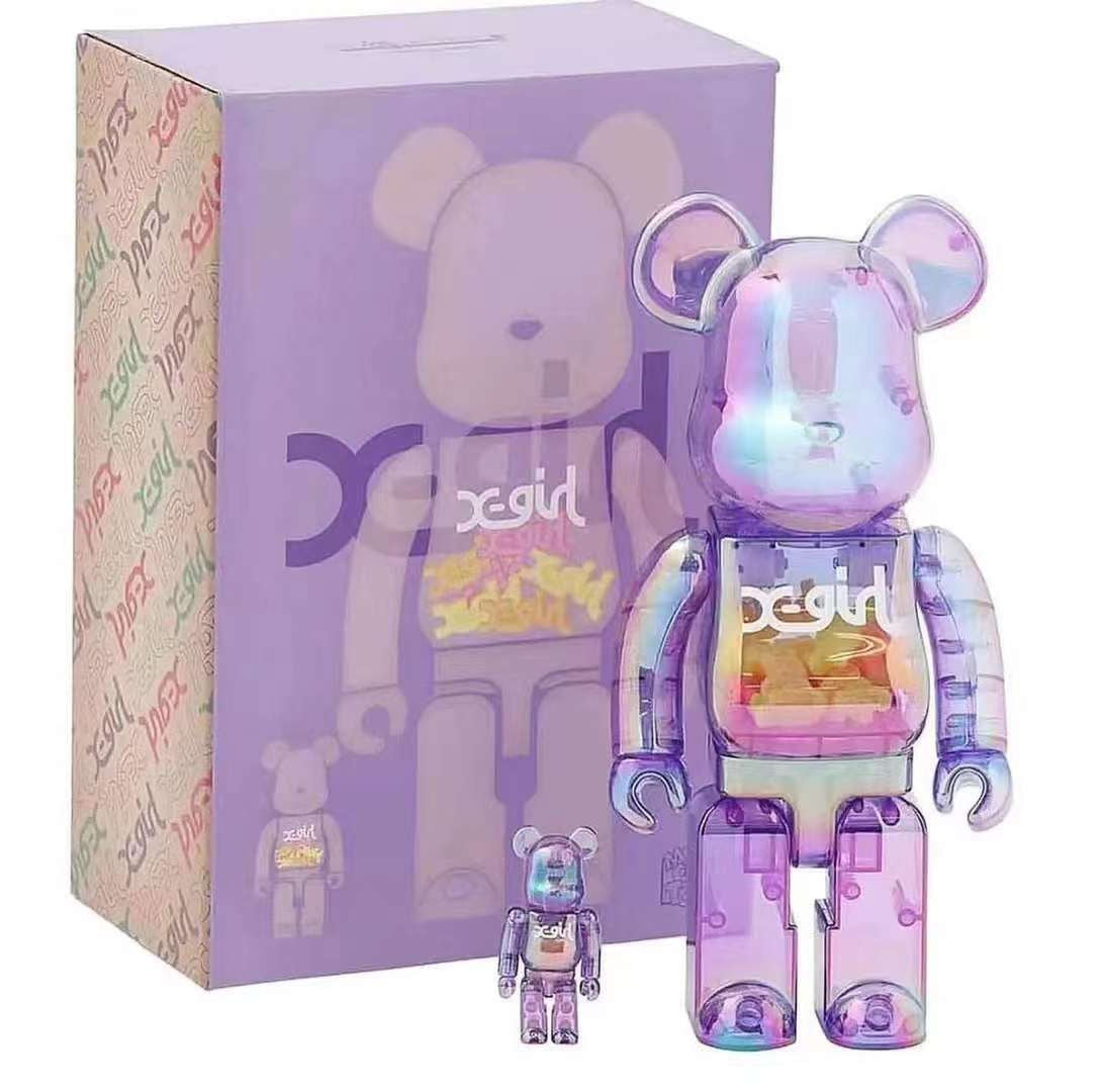 BE@RBRICK X-girl CLEAR PURPLE 100％ & 400％