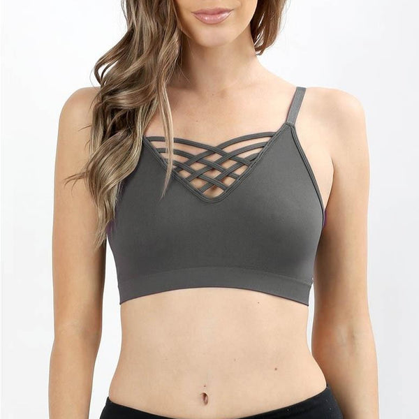 Cropped Harness Lattice Web Bralette in Tavern Brown (FINAL SALE)–  Bewitched Wicker