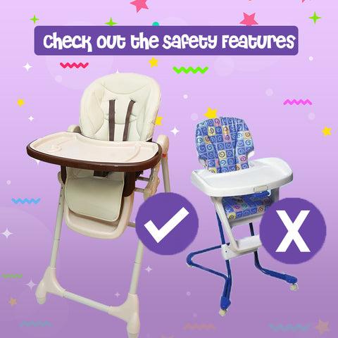 Check the safety feathers for your baby chair