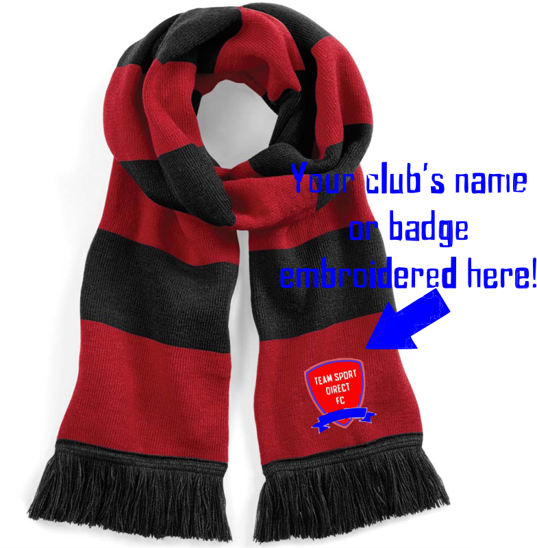 Embroidered Beechfield Stadium Scarf Black Red