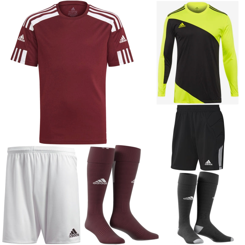 ADIDAS SQUADRA 21 SS KIT BUNDLE TEAM MAROON/WHITE