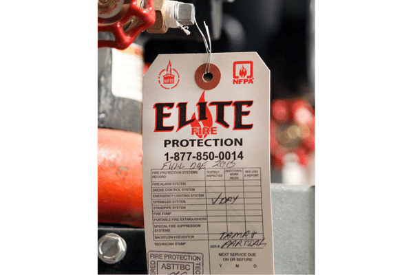 elite fire protection abbotsford british columbia fire inspection tag