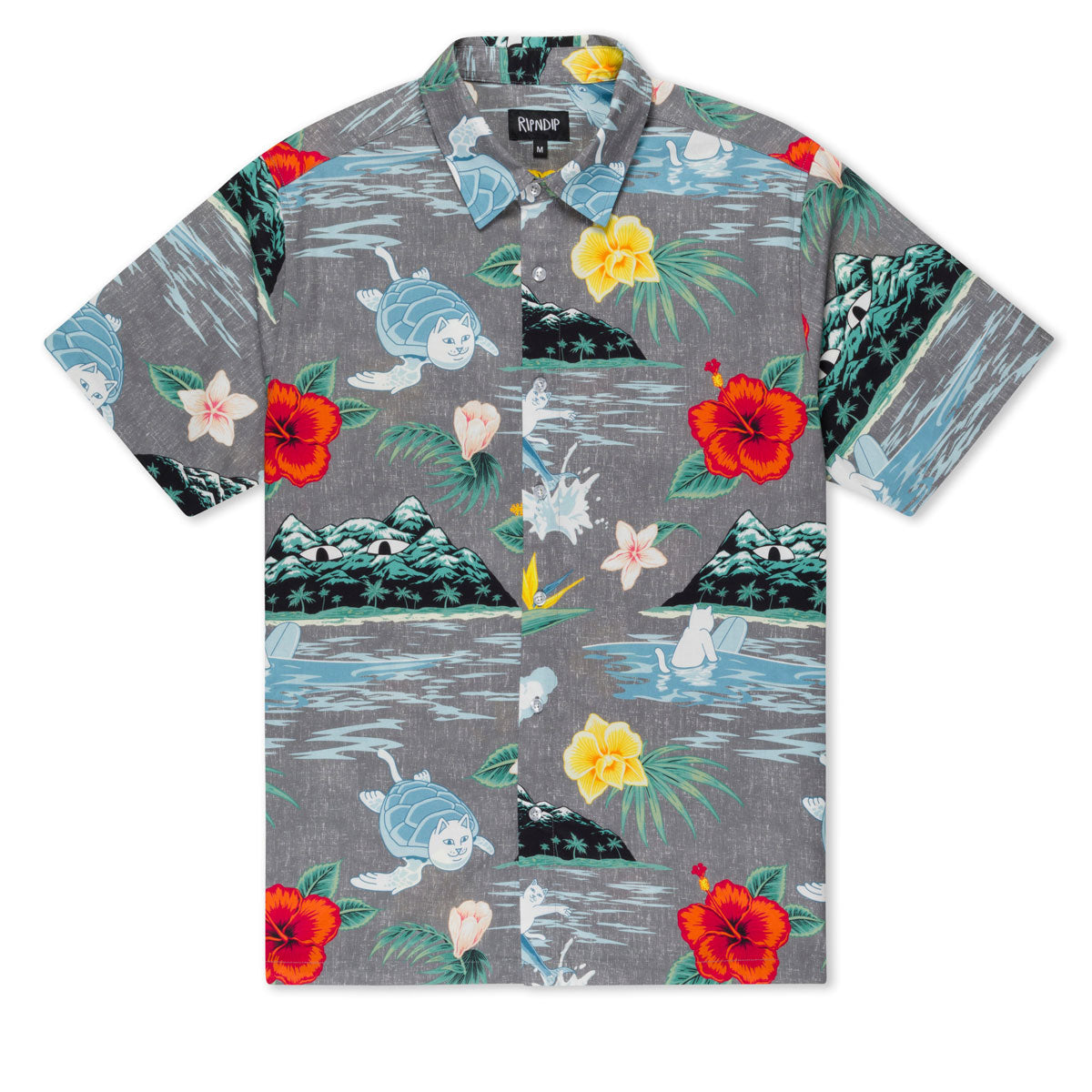 RIPNDIP Islanders Button Up Shirt - Charcoal