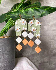 clay dangle earrings with flowers
