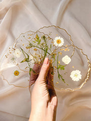 white floral clear resin coasters