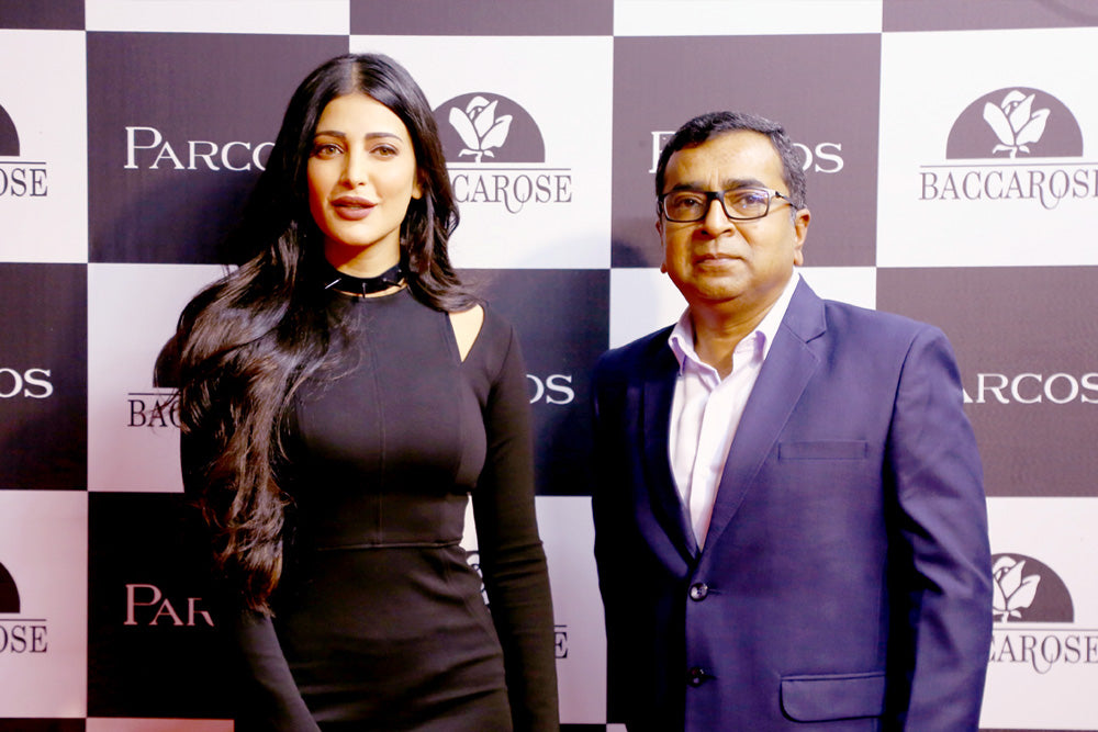 Bollywood film actress, musician & youth icon Shruti Haasan with Baccarose CEO & Executive Director Biju Antony