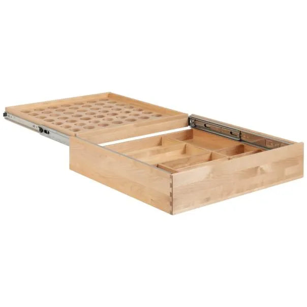 Hardware Resources ROBTD15-WB 15 Wood Double Drawer Bottle Rollout