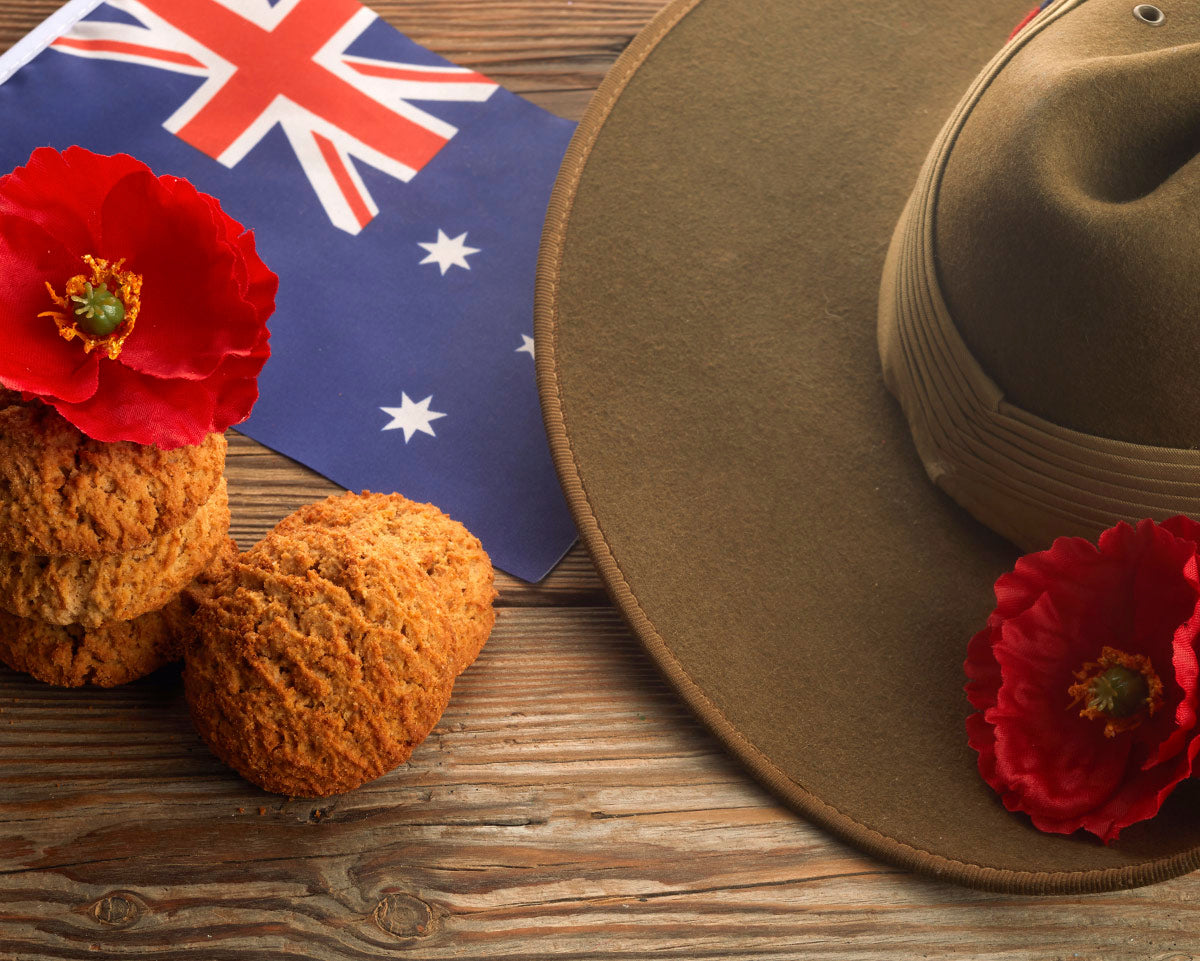 Anzac Day Australia Flag, Anzac Biscuit and Army Slouch Hat