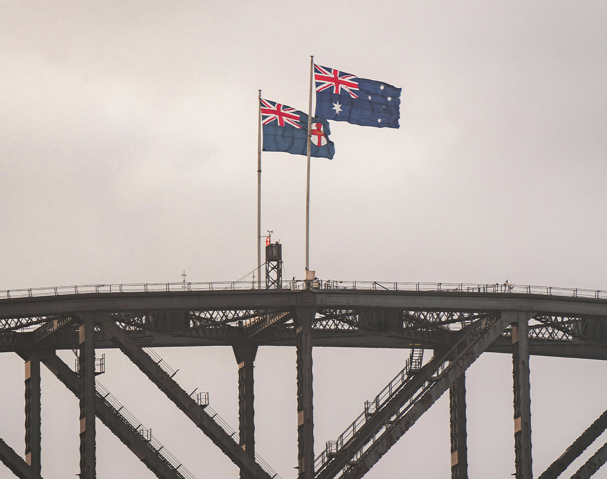Australia Flag at Sydney Harbour Bridge