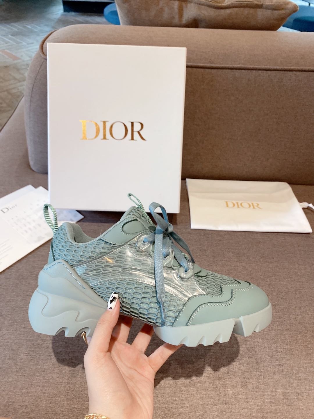 Dior 2021 NEW Fashion Women's Leather Fashion Low Top Sneakers Sports Shoes green