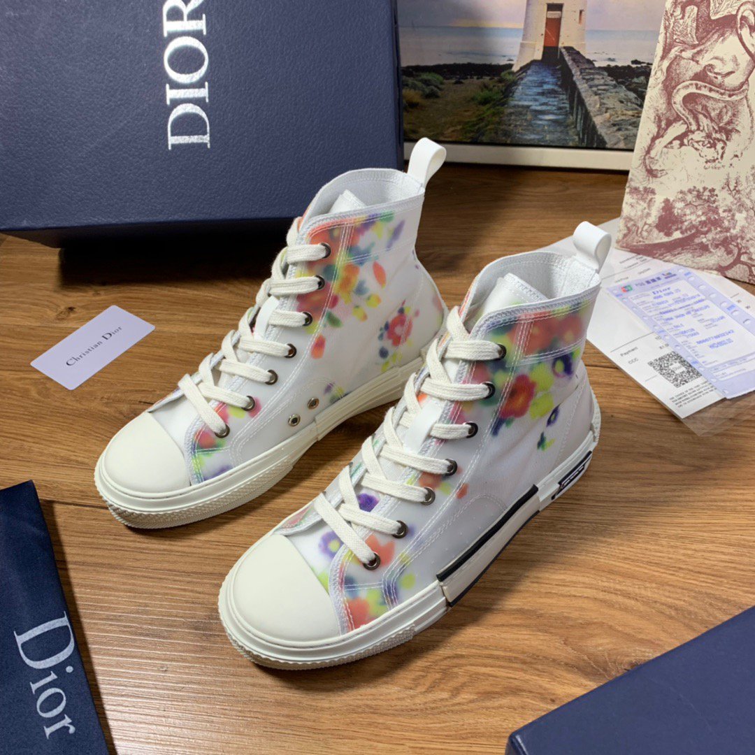 Dior Women's Oblique Canvas B23 Fashion High Top Sneakers Shoes