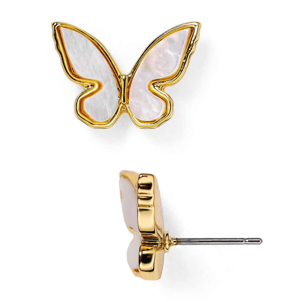 All A Flutter Gold Cream Mother of Pearl Butterfly Stud Earrings - Kate  Spade | Shopaholic