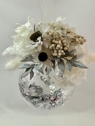 custom made dried flower xmas decoration in silver