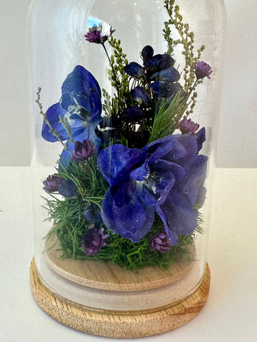 Mini blue dried flower dome