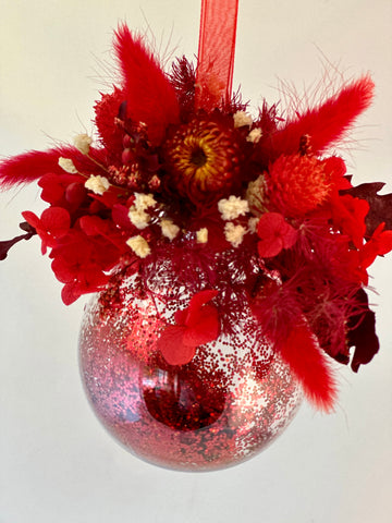Christmas dried flower bauble red