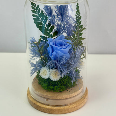 Mini blue dried flower dome