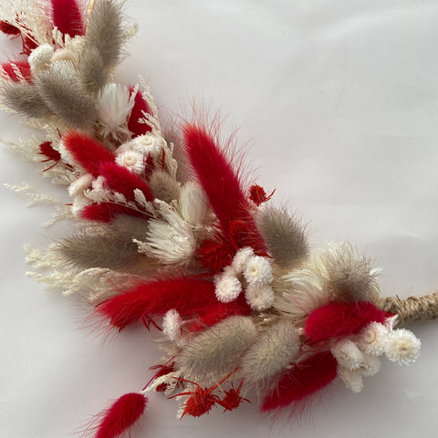 red and white dried flowers