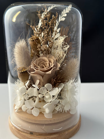 Dried flower dome with neutral tones