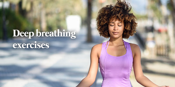 curly hair young woman doing meditation in the public place