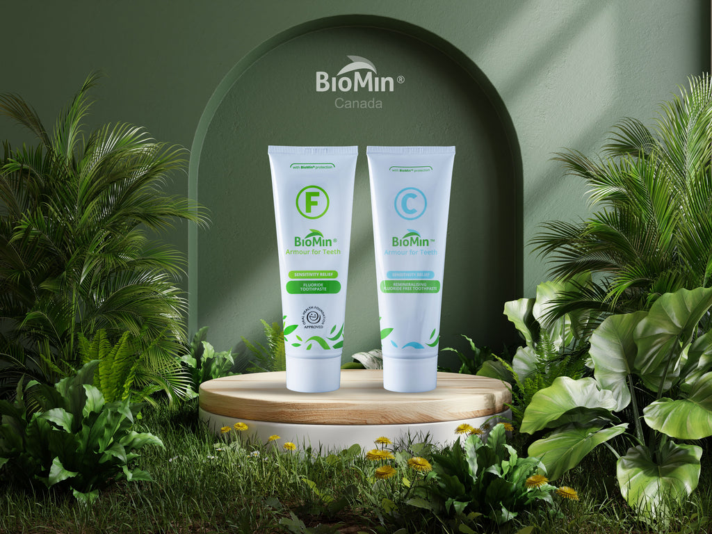 BioMin toothpaste on stand