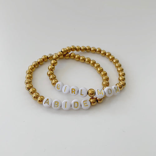 Amazon.com: Smiley Face Stacking Blurb Jewelry Name Word beaded bracelet  mothers day custom colorful gold Stackable Bridesmaid Gift Stretch Fun  Stuffers alphabet bead custom word bracelet FAVOR : Handmade Products