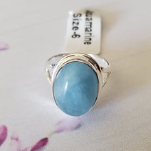 Load image into Gallery viewer, Pretty Cab  Aquamarine Ring, Aquamarine Ring, Solid Silver Ring, Silver Ring, Unique Ring, Women Ring,  Gift For Her
