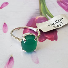 Load image into Gallery viewer, Size 7 US, Green Onyx Ring, Onyx Ring, Birthday Gift ring, Anniversary Ring, Gift For Her Ring, For Her, Gemstone Jewellery, Gemstone Ring
