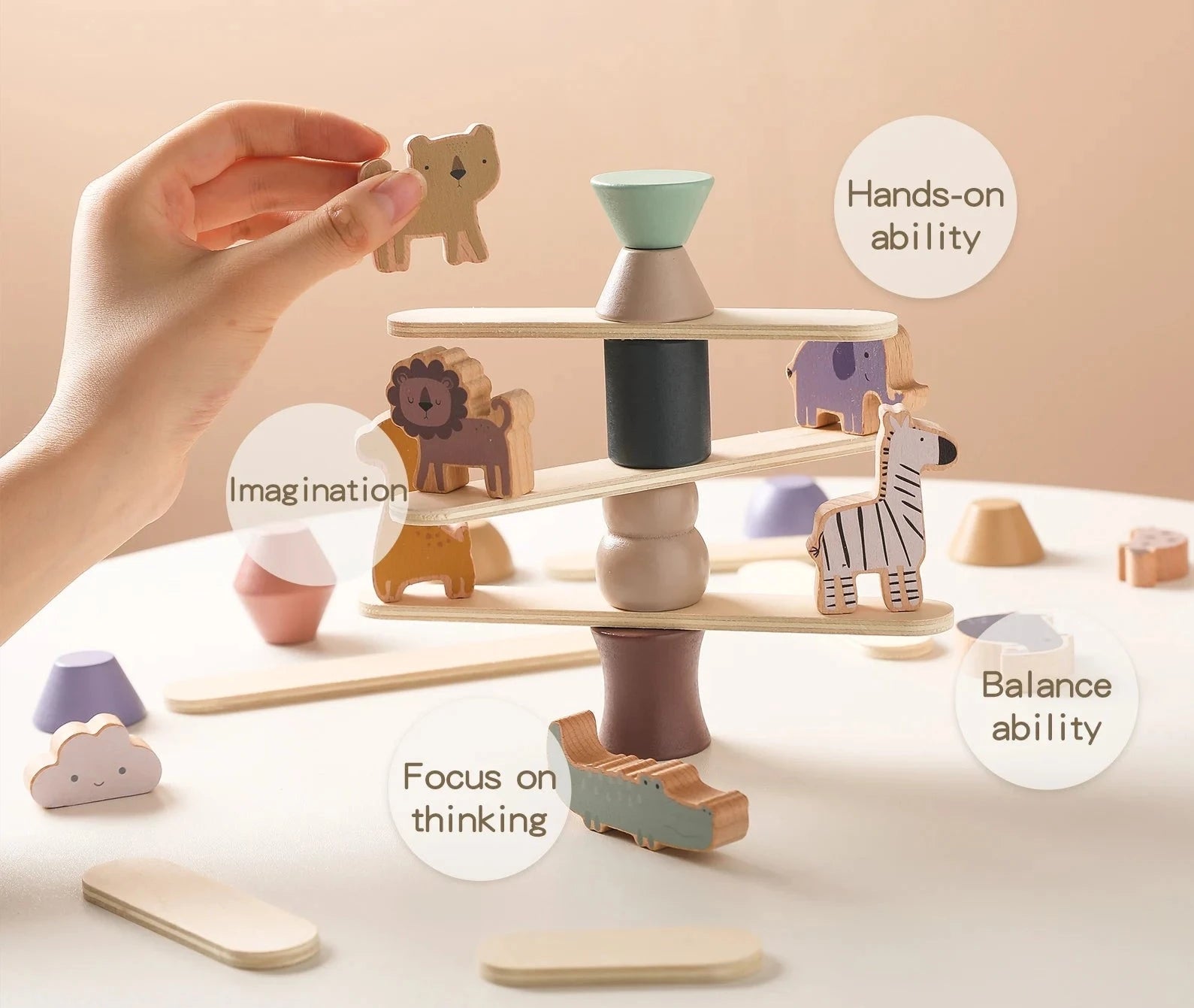 Jeu d'équilibre en bois inspiration Montessori pour enfant 