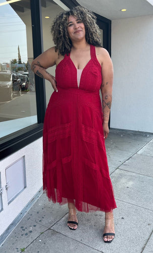 Lane Bryant Red Sheath Dress with Faux Halter and Long Sheer Mesh Swis –  The Plus Bus Boutique