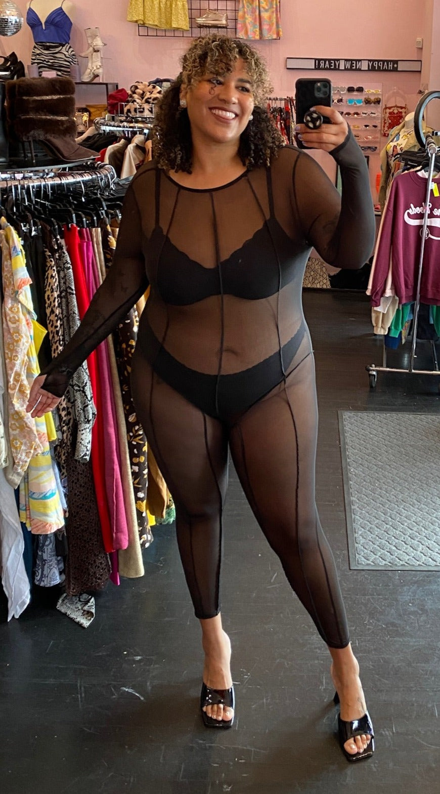 sheer mesh catsuit