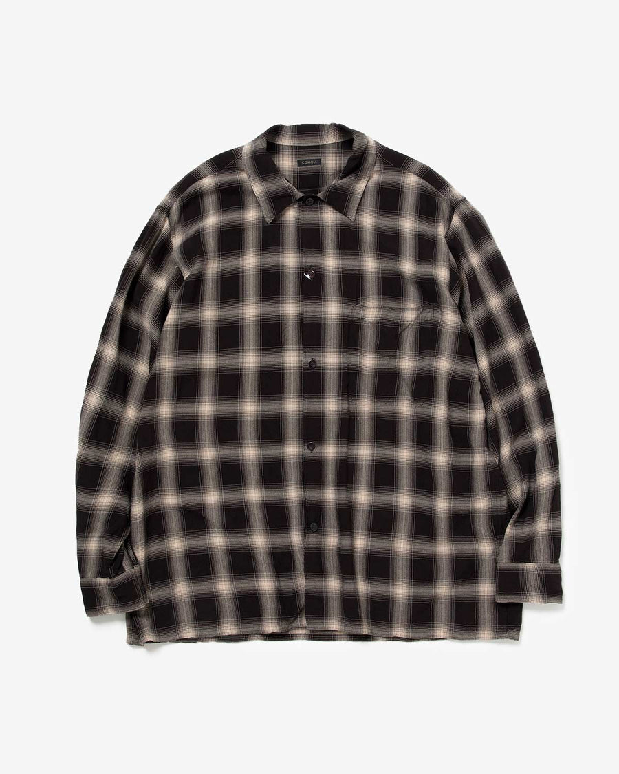 RAYON CHECK OPEN COLLAR SHIRT