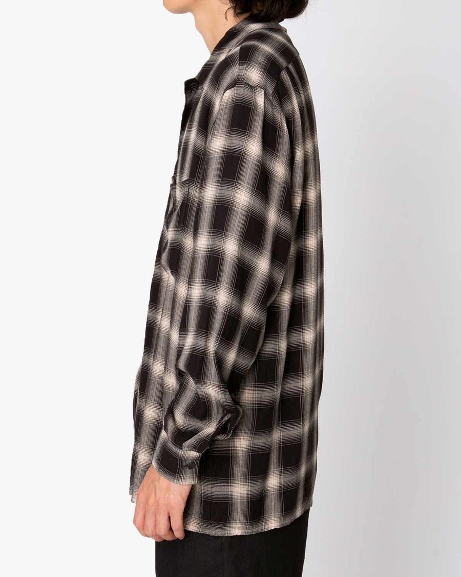 RAYON CHECK OPEN COLLAR SHIRT