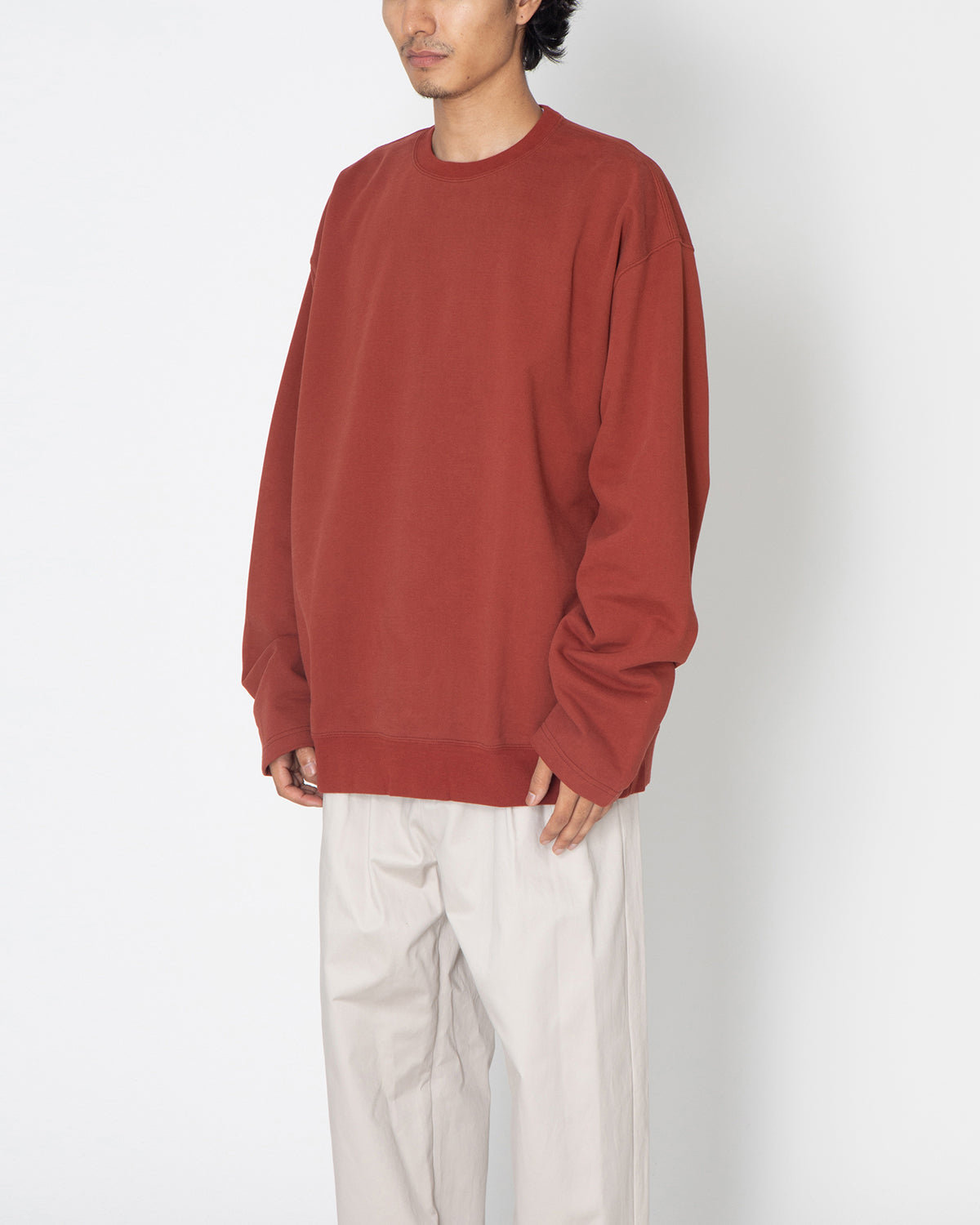 COMPACT TERRY ROLL UP SLEEVE CREW NECK-