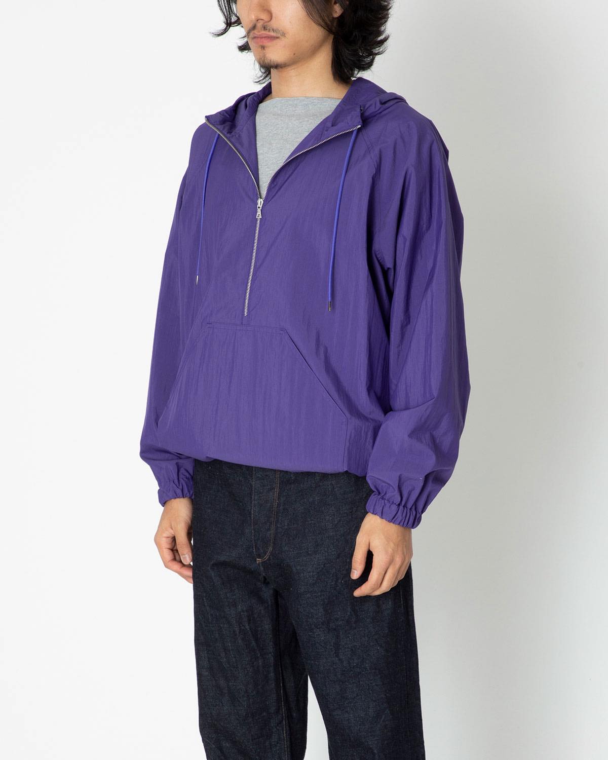 WASHED COTTON NYLON WEATHER HOODED ZIP P/O