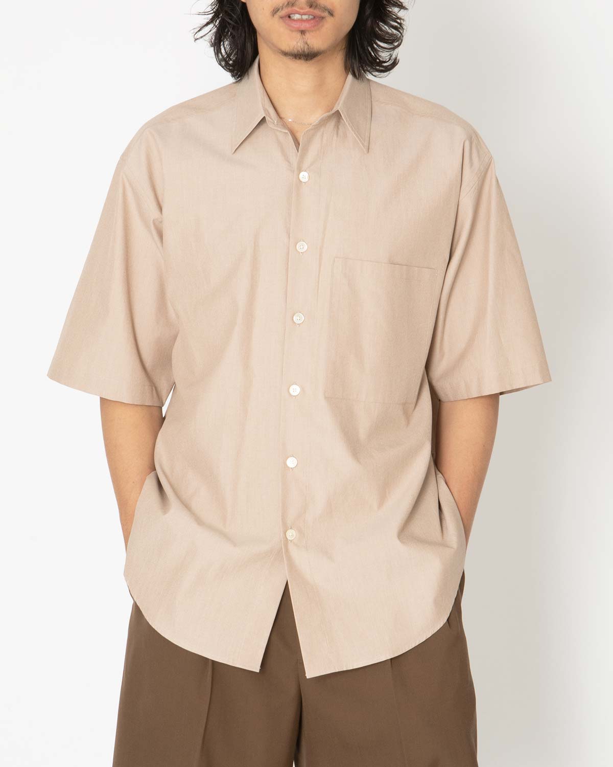 WASHED FINX TWILL BIG HALF SLEEVED SHIRT