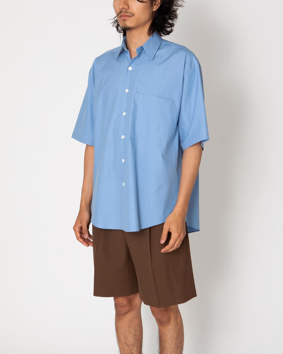 WASHED FINX TWILL BIG HALF SLEEVED SHIRT