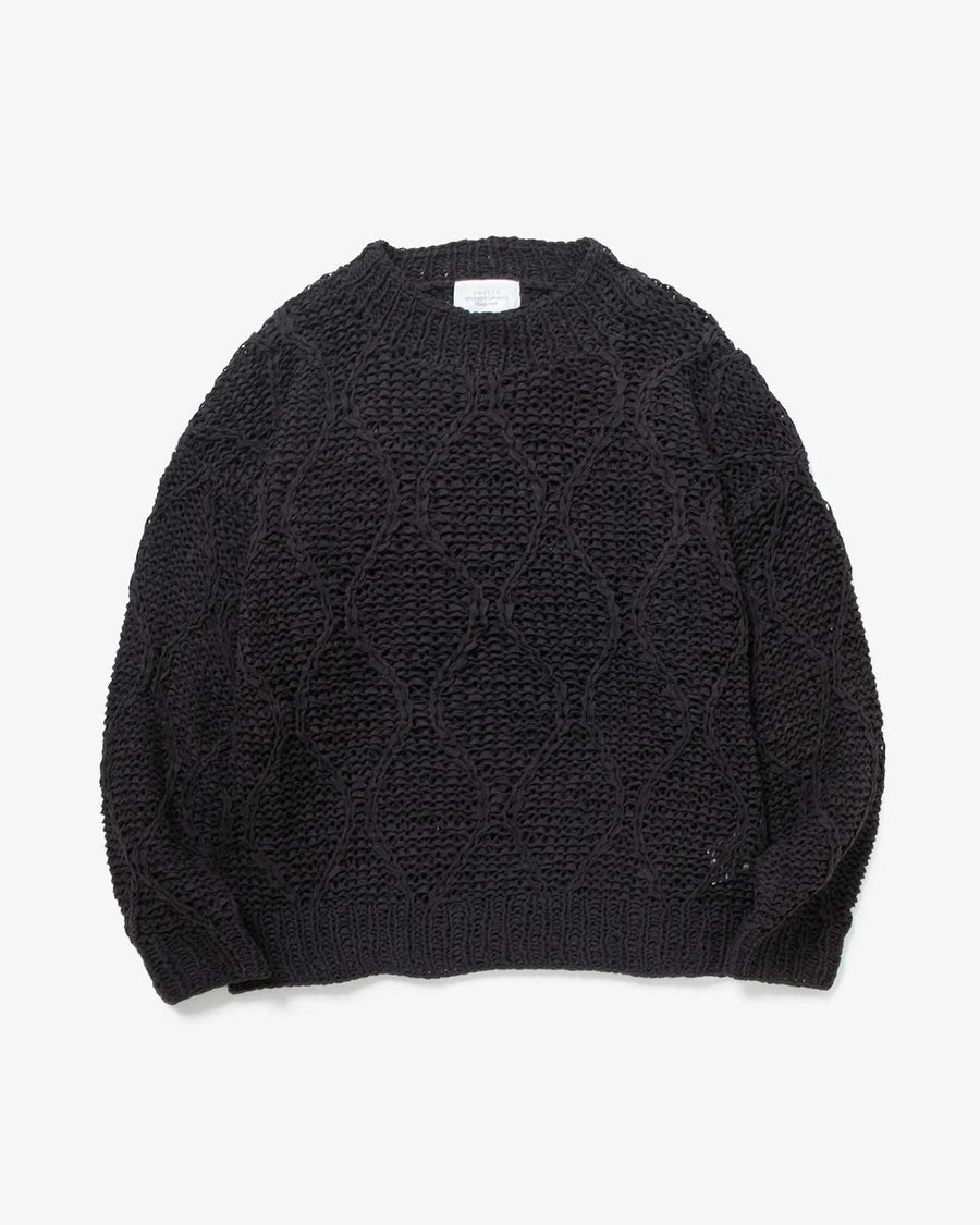 GOURD PATTERN HAND-KNITTED CREWNECK SWEATER