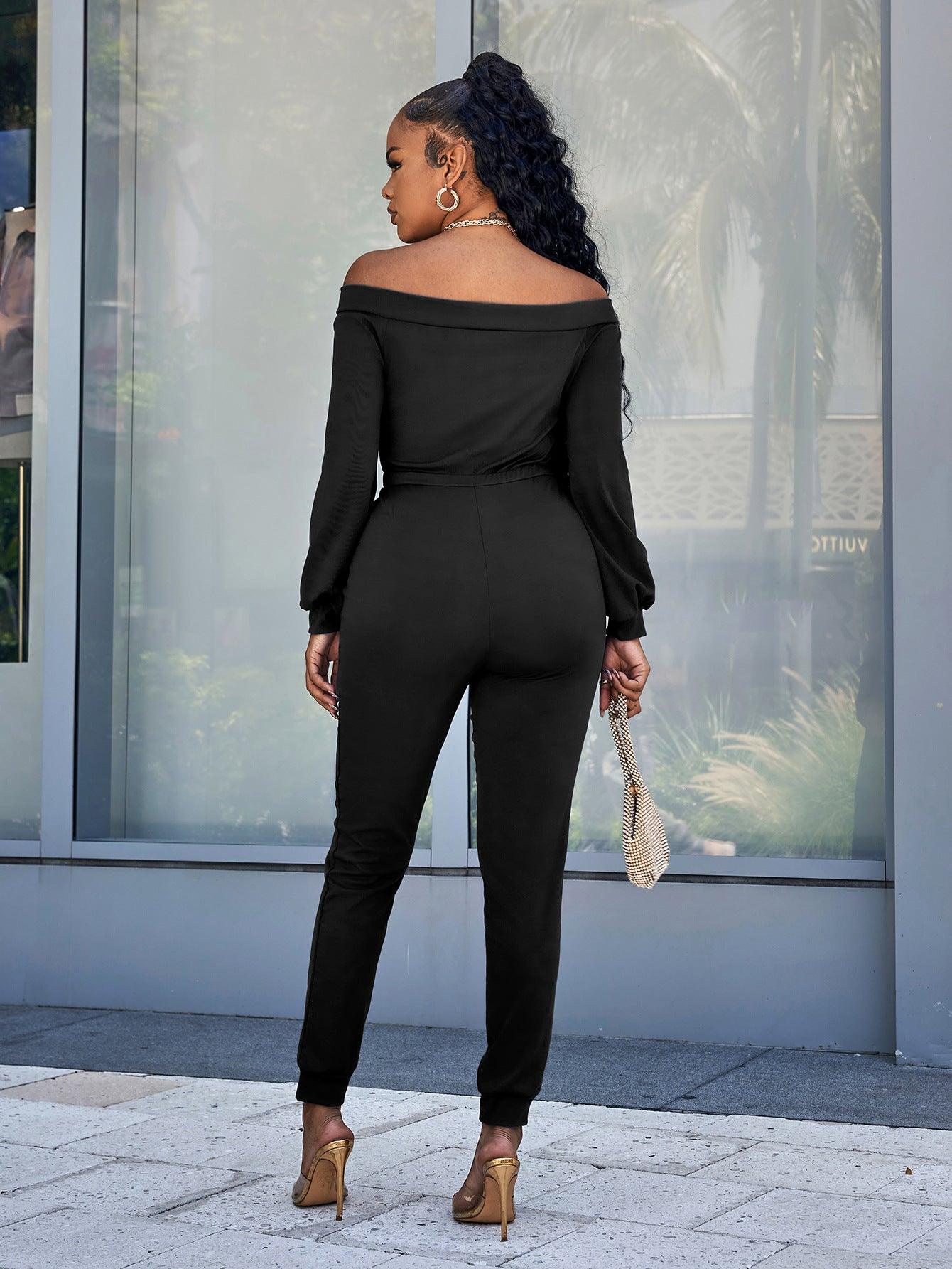 off shoulder jumpsuit long sleeve