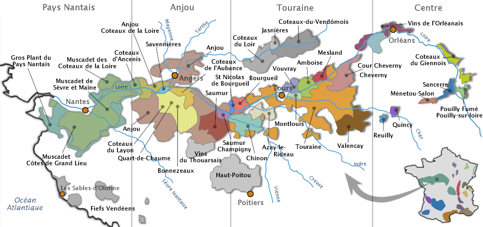 Carte AOC Val de Loire