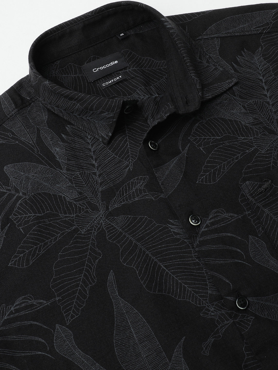 Black Printed Half Sleeve 100% Cotton Shirt