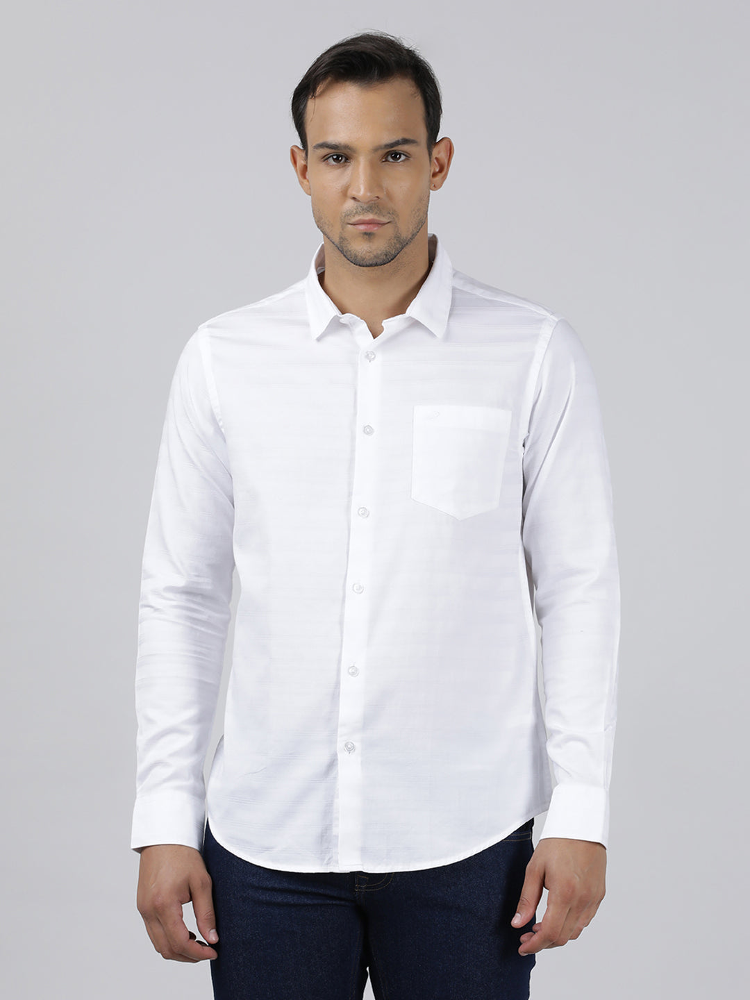 White Solid Full Sleeve 100% Cotton Shirt