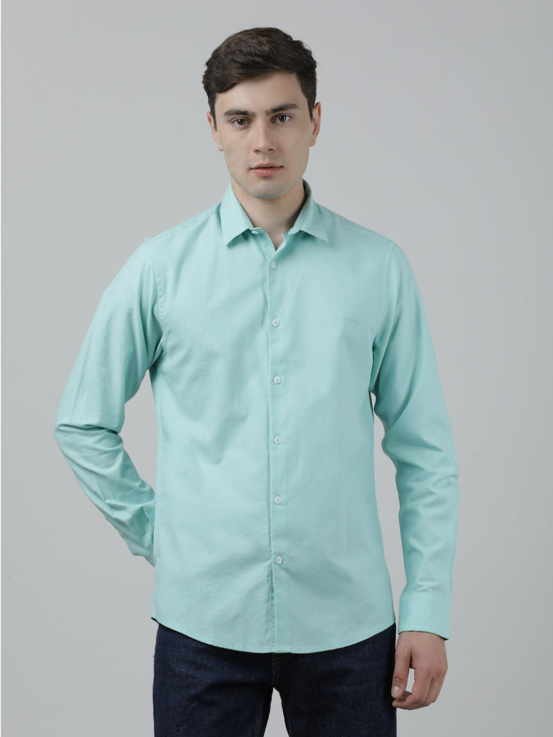 Green Printed Full Sleeve 100% Cotton Shirt