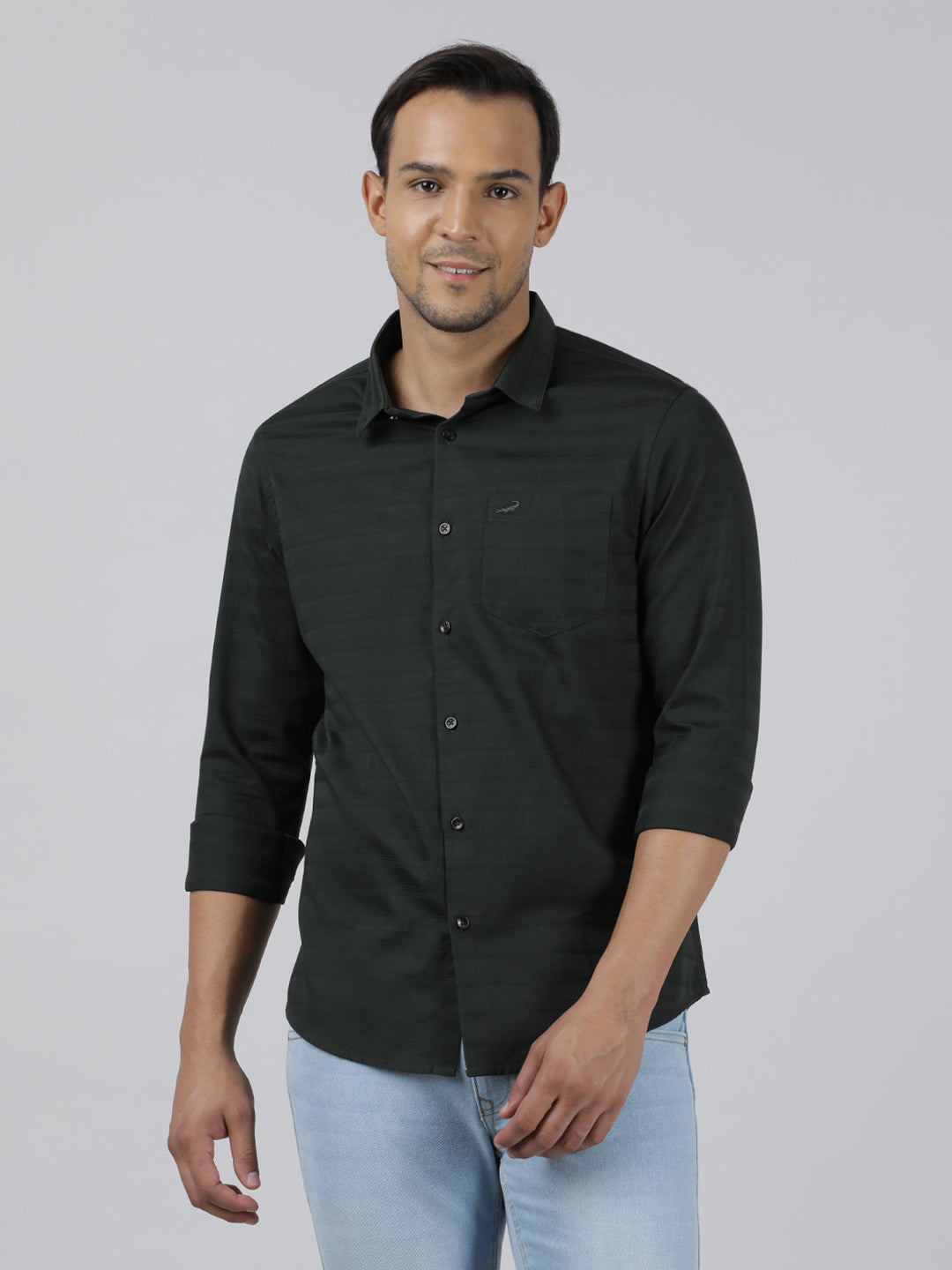 Green Solid Full Sleeve 100% Cotton Shirt